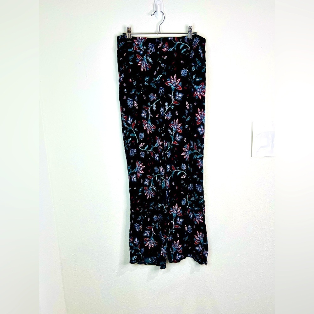 BBJ Los Angeles Floral Wide Leg Pants Women’s Size Large Boho Chic Maxi Comfort